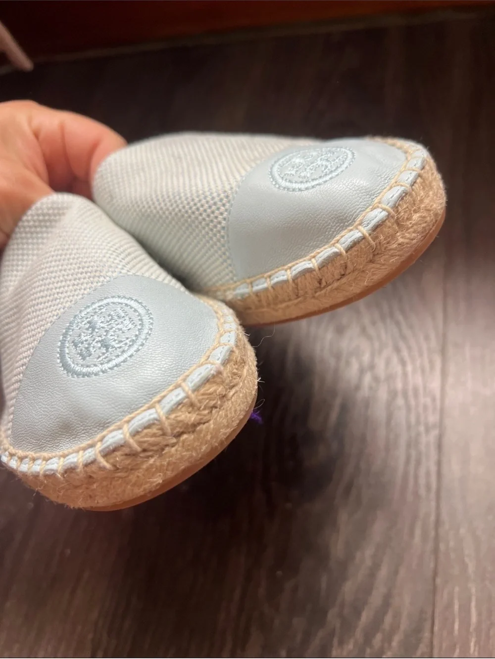 Tory Burch Colorblock Espadrille Flat in Seltzer Blue size 8